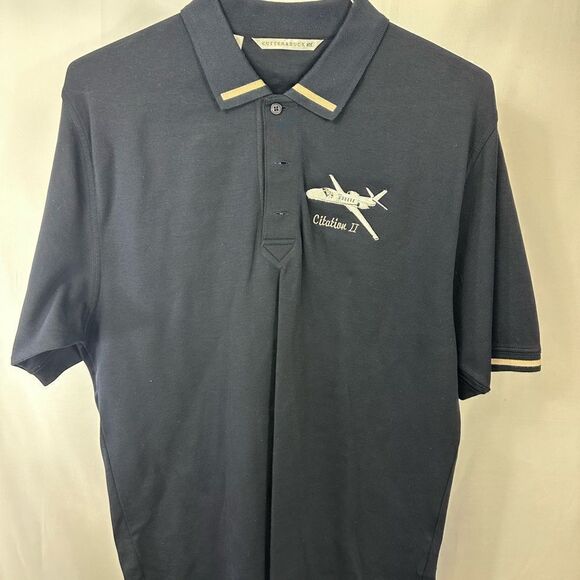 Cutter And Buck, M Mens short sleeve shirt, Navy Blue, Cessna Citation - Picture 7 of 10